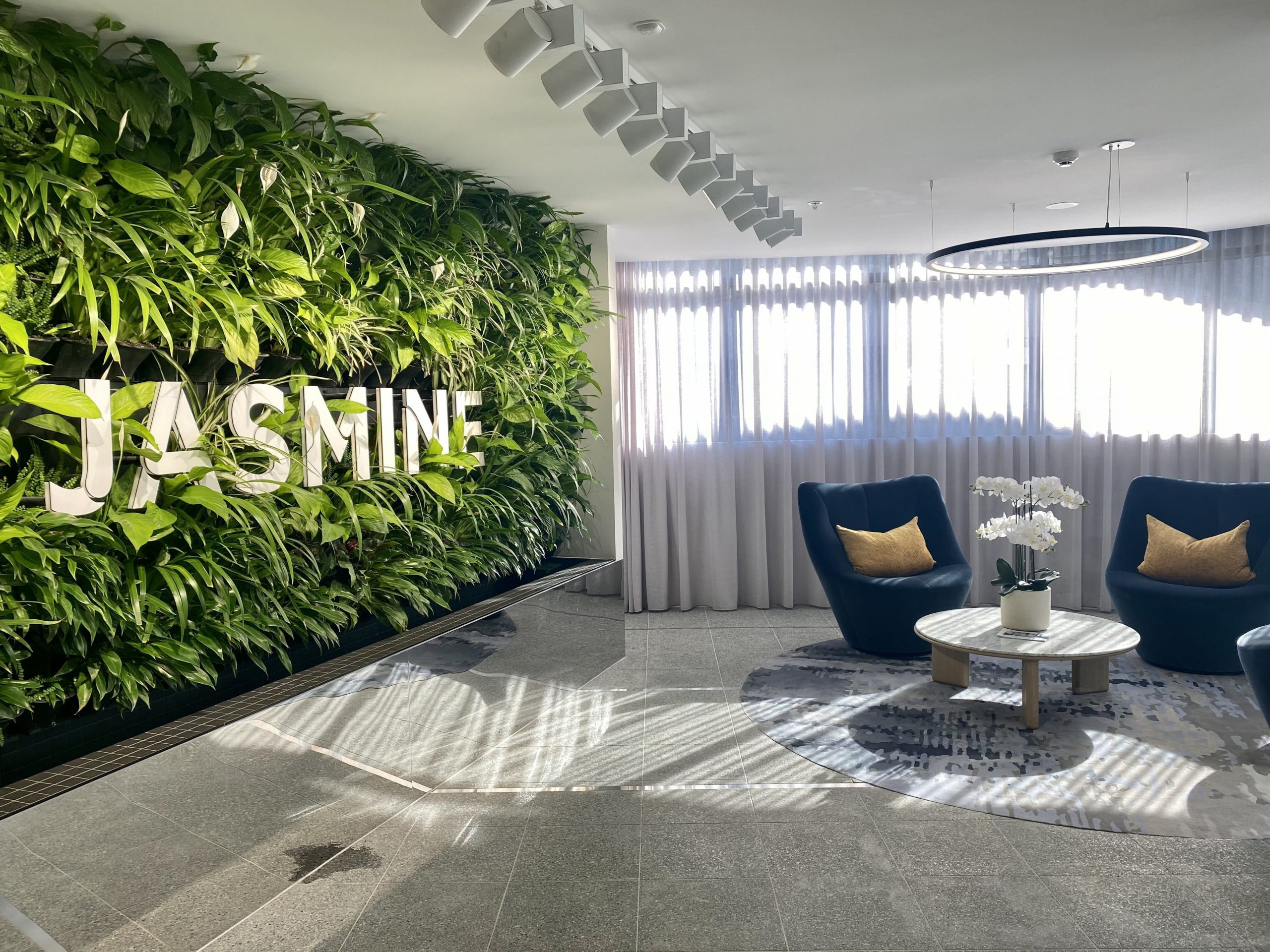 vertical green wall in lobby design