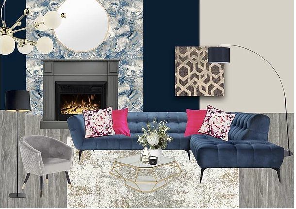 Mood board dark and moody living room