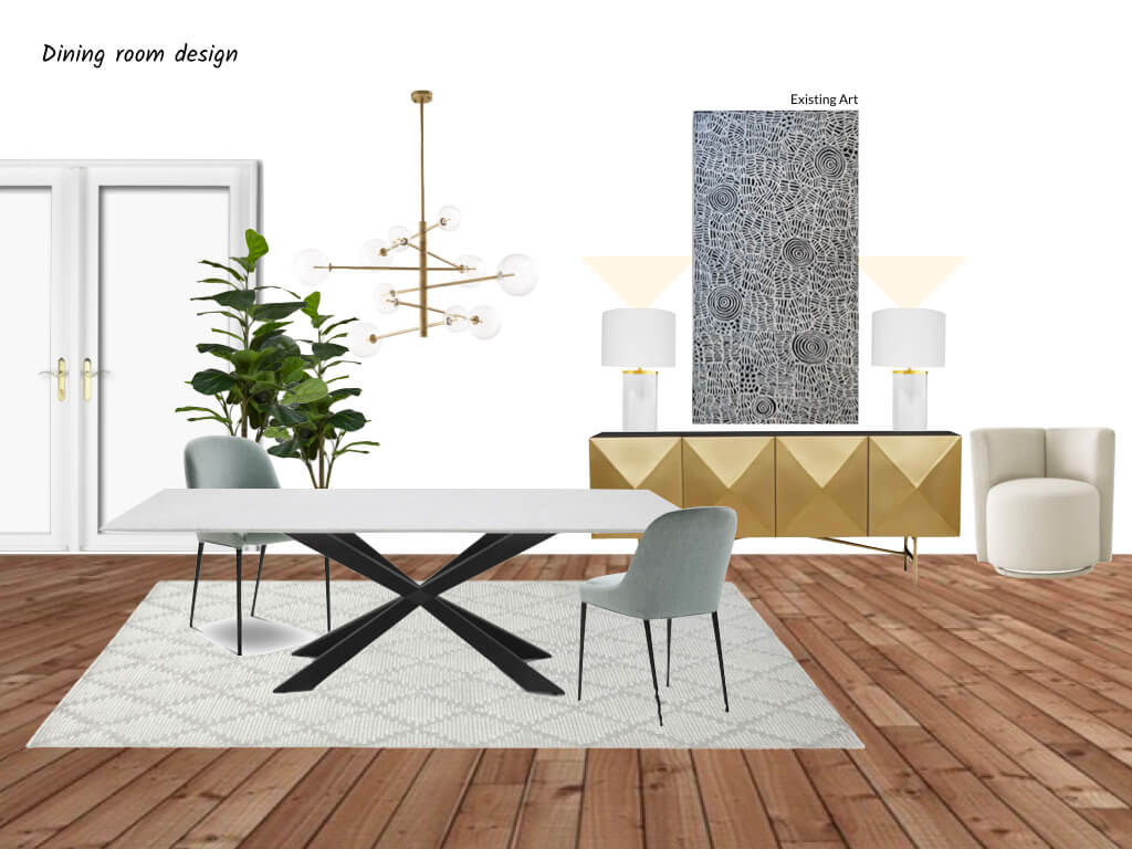 Moodboard for glam dining room