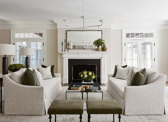 Formal living room with mixed lighting