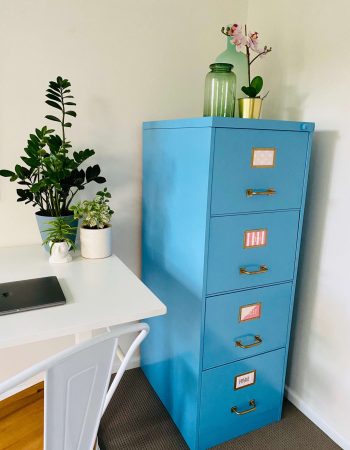 Blue filing cabinet