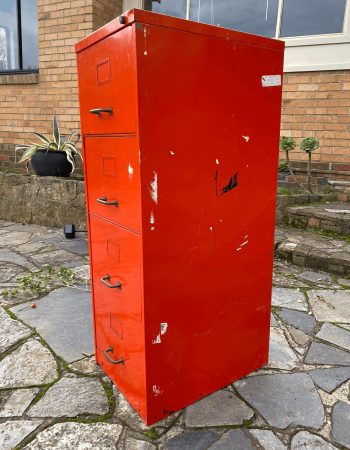 red filing cabinet