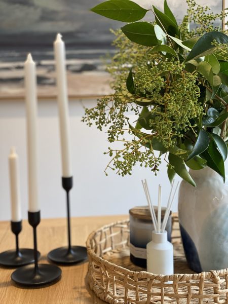 dining table styling with candle sticks