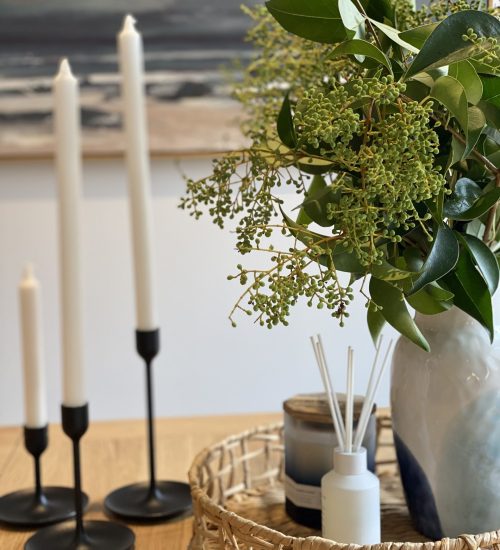 dining table styling with candle sticks