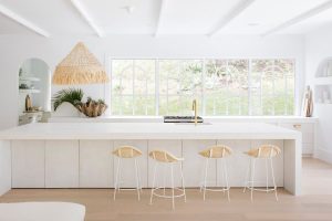 boho light fitting in kitchen