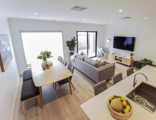 Small open plan kitchen living room design