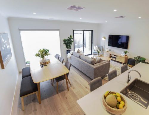 Small open plan kitchen living room design