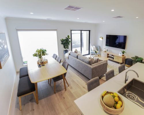 Small open plan kitchen living room design