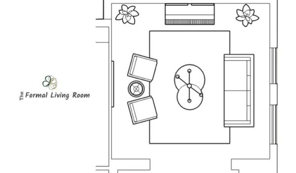 Space planning formal living central furniture