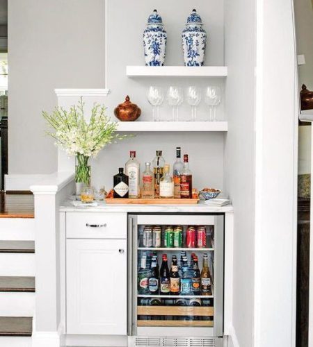 Small home bar under stairs