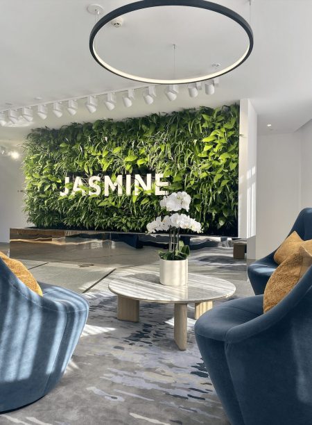 Vertical garden in lobby of apartment